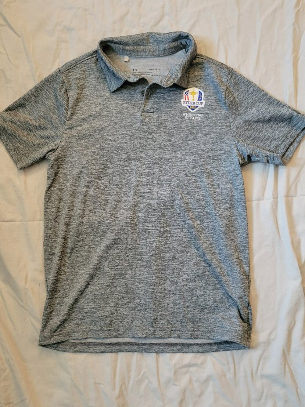 Under Armour Ryder Cup Whistling Straits 2020 Polo Shirt Gray Golf boys Youth L